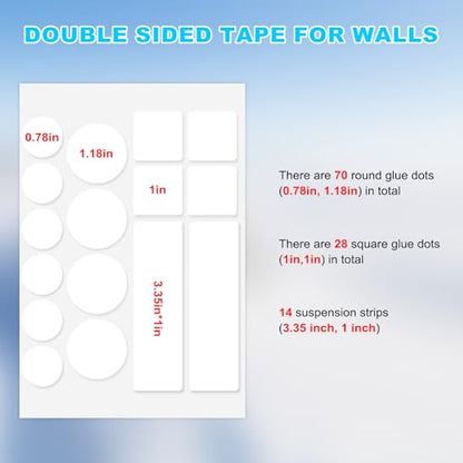 112pcs Double Sided Tape for Walls Glue Mounting Dots Balloon Adhesive Poster Tack Crafts Removable Fixing or Non Slip