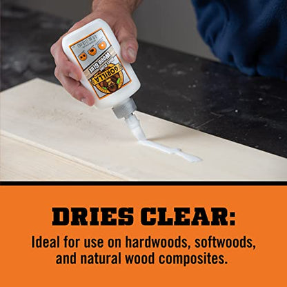Gorilla Dries Clear Wood Glue, 4 Ounce Bottle (Pack of 6) - Water Resistant for Indoor or Outdoor Projects and Repairs - style: 6 - Pack