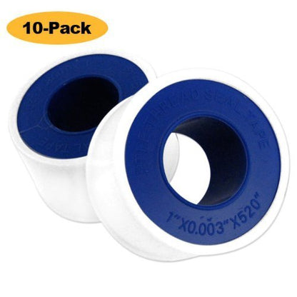 PTFE/Teflon Sealant Tape 10-Pack - Extra Wide 3/4 in x 520 in for Gas and Drinking Water