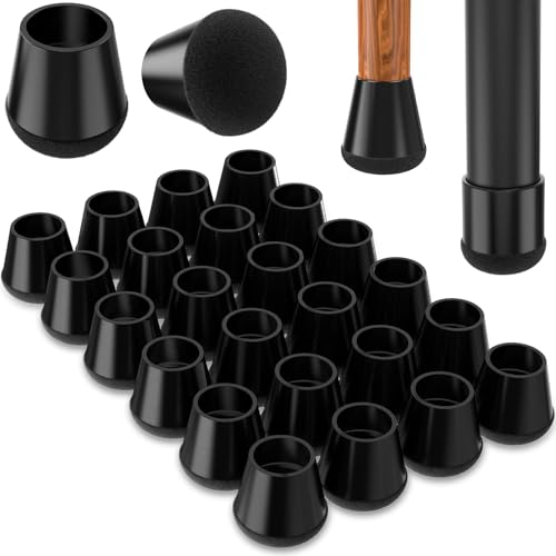 Chair Leg Floor Protectors Small 24Pcs,Silicone Chair Leg Protectors for Hardwood Floors/Tiles,360°Wrapped Felt Bottom to Prevent Scratch and Reduce Noise, Round Black(Fit:0.8"-1") - color: Black, size: S-24PCS(Fit:0.8"-1")