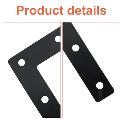 Bivethoi 10 Pcs L Shape Flat Mending Plates, 80 x 80mm (3.15" x 3.15") Stainless Steel Corner Braces with Screws, Flat Angle Brackets for Wood Furniture Repair, Cabinet, Shelf & DIY Projects, Black - size: 80x80mm/3.15"x3.15", style: L shape