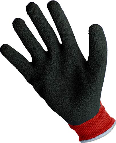 SAFE HANDLER Ultra Stretch Grip Gloves | Latex Crinkle Coated Grip, Thick Lining, Comfort & Flexibility, Red/Black, OSFM, 1 pair (2 gloves) - color: Red/Black