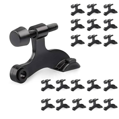 HOMOTEK 20 Pack Hinge Pin Door Stopper, Hinge Stops for Top of Door, Adjustable Deluxe Heavy Duty Door Stop 2-1/2x1-3/4 inch, with Black Rubber Bumper Tips, Black - color: Black, size: 20 Pack