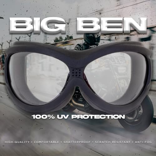Global Vision Eyewear Big Ben Motorcycle Goggles Fit Over Most Glasses - color: Clear