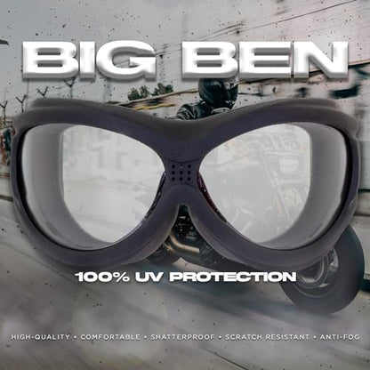Global Vision Eyewear Big Ben Motorcycle Goggles Fit Over Most Glasses - color: Clear