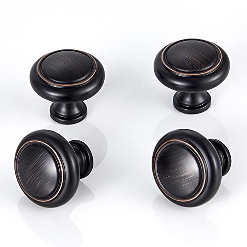 Round Knobs and Pulls - 20 Pack / 1.4 Inch(36mm), Brushed Nickel, Trendy Cabinet Nobs for Kitchen, Vanity, TV Cabinets, Office Furniture Handles - color: Oil Rubbed Bronze