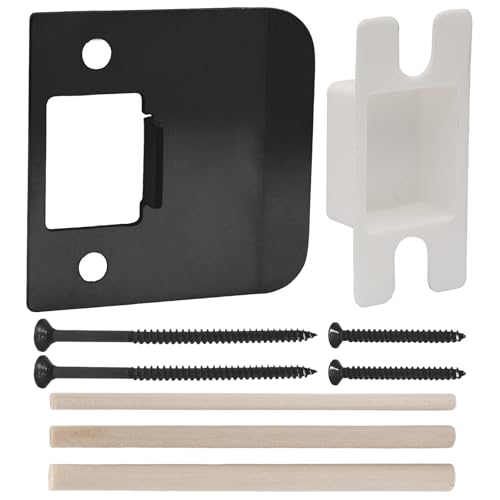 Extended Lip Strike Plate, 2-1/4 x 2-1/4 Inch Stainless Steel Door Lock Repair Kit with Spacer Shim, Extender Striker for Wider Jambs, Enhanced Latch Engagement & Frame Protection (Black) - color: Black