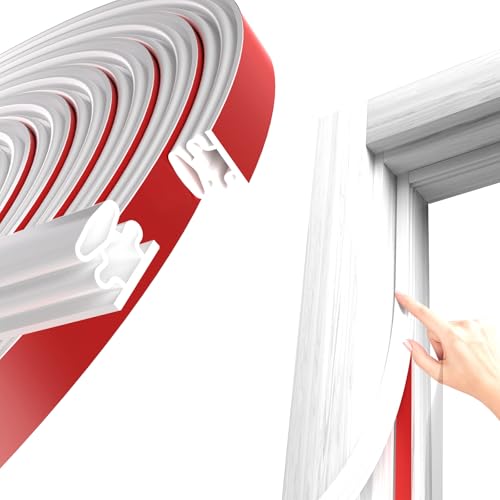 White D-Shape Weather Stripping 20Ft Self-Adhesive Rubber Seal Strip for Doors & Windows – Soundproof Insulation Gap Blocker (Fits 0.3–0.4in Gaps) - color: White, size: 0.39" Thick x 20 Ft