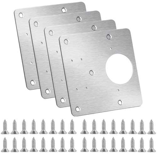 Cabinet Hinges Repair Plate,Stainless Steel Hinge Repair Brackets Kit,Kitchen Cupboard Door Hinge Repair Plate Kit Includes Fixing Screws,Protect Wooden Kitchen Cabinet Door,Furniture(4 PCS)… - size: 4 PCS