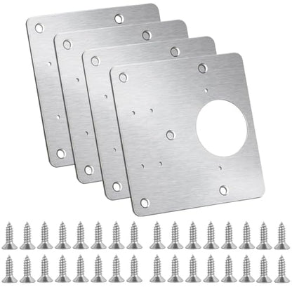 Cabinet Hinges Repair Plate,Stainless Steel Hinge Repair Brackets Kit,Kitchen Cupboard Door Hinge Repair Plate Kit Includes Fixing Screws,Protect Wooden Kitchen Cabinet Door,Furniture(4 PCS)… - size: 4 PCS