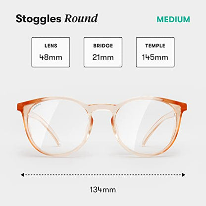 Stoggles Round Z87.1 Certified Polycarbonate Safety Glasses, Scratch & Shatter-Proof, Blue-Light & UV Blocking Lens, Top & Side Shields, Anti-Fog Dip Coated, Durable, Protective & Stylish Eyewear - color: Peach