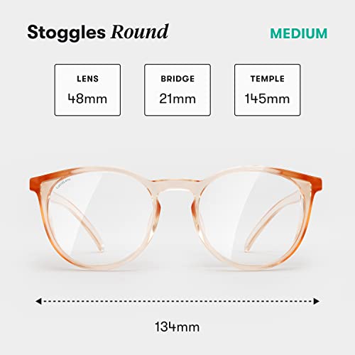 Stoggles Round Z87.1 Certified Polycarbonate Safety Glasses, Scratch & Shatter-Proof, Blue-Light & UV Blocking Lens, Top & Side Shields, Anti-Fog Dip Coated, Durable, Protective & Stylish Eyewear - color: Peach