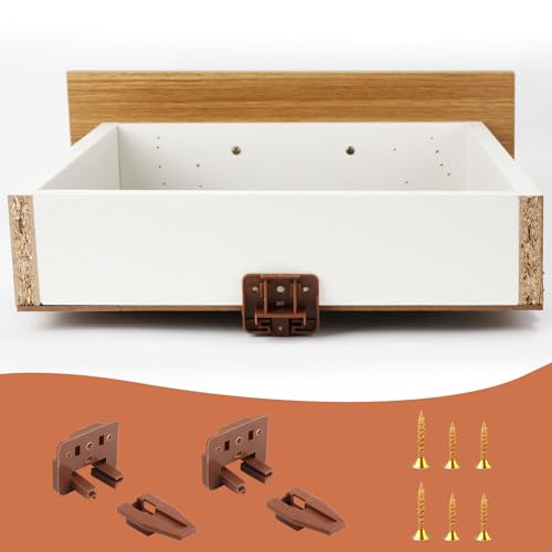 6pcs Drawer Track Guide Kit, Plastic Drawer Guides for Kenlin Rite Trak I, Brown Replacement Drawer Slides Guides Repair Kit for Center Mount Drawer, Dresser, Bedside Table