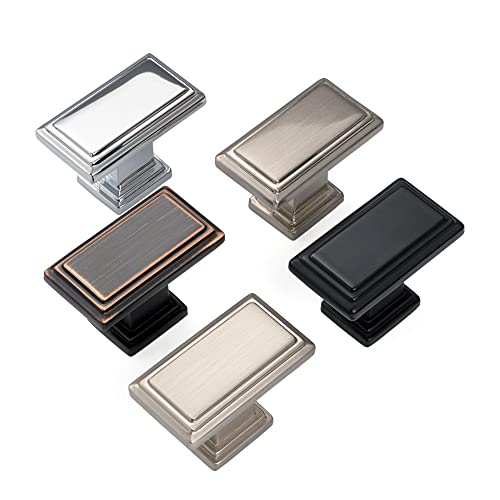 KOOFIZO 10 Pack Polished Chrome Cabinet Knobs Chrome Drawer Knobs K07 Rectangular Single Hole Cabinet Pulls for Cabinets Drawers Dresser Cupboard Bedroom Closet Bathroom - color: Polished Chrome, size: Knob 01 - 10Pcs