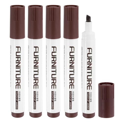 uxcell Furniture Markers Touch Up, 5pcs Furniture Repair Kit Wood Filler Sticks Wood Markers for Scratches Wooden Floor Table Cabinet Laminate Frames, Reddish Brown - color: Reddish Brown