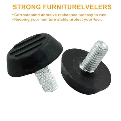 8 Pcs Furniture Lvelers M6 x 12mm Table Leg Levelers, Levelling Foot Screw on Furniture Adjuster Mini Adjustable Feet for Furniture Legs Patio Furniture Feet - Black - size: M6 x 12mm