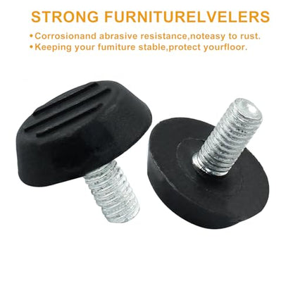 8 Pcs Furniture Lvelers M6 x 12mm Table Leg Levelers, Levelling Foot Screw on Furniture Adjuster Mini Adjustable Feet for Furniture Legs Patio Furniture Feet - Black - size: M6 x 12mm