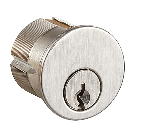 1-1/4" Brass Mortise Lock Cylinder with 2 Keys, 6 pins, SN Finish - color: 1-1/4" cylinder