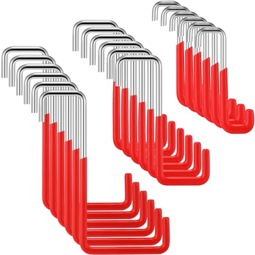 Hotop 18 Pcs Rafter Hanger Heavy Duty Large S Hooks Rafter Hanger for Garage Ladder Bike Fence Storage Organizer S Shaped Hooks(Red) - color: Red