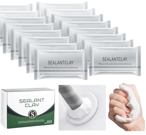 Waterproof Sealant Mastic,Pack of 8 White Seal Putty Waterproof Duct Seal Repair Sealing Clay, Quick Mending Mud for Drain Connection, Wall Hole, Air Conditioning Hole Seal Putty (16 Pack) - color: White