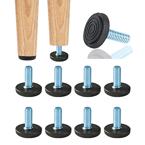 8 PCS M6 Thread Adjustable Furniture Levelers Screw in Threaded, Adjustable Levelers Feet Screw On Furniture Glide Leveling for Table, Chair, Furniture Legs - size: 8