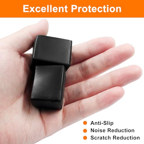 20Pcs Rectangle Furniture Leg Caps 3/4" x 1.18" (20 x 30mm) - Black Rubber Chair Leg Caps Covers Floor Protectors for Chair, Table - size: 20×30mm