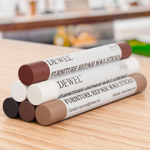 DEWEL Wood Filler Sticks, 6 Colors Wood Crayons for Scratches, Wood Floor Repair Wax Filler Sticks, Furniture Scratch Repair Crayons Kit for Wood Holes, Scratches, Table - size: 6 Color Wood Wax Stick