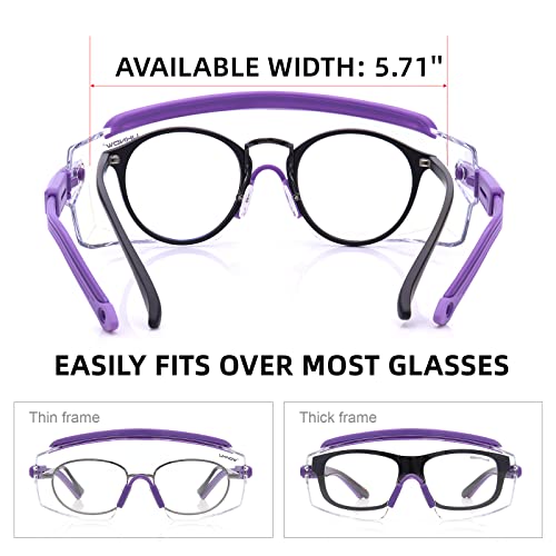 UKNOW Safety Goggles Over Glasses, Anti Fog Safety Glasses with Clear Wraparound Lens, ANSI Z87.1 Protective Eyewear - color: Lavender