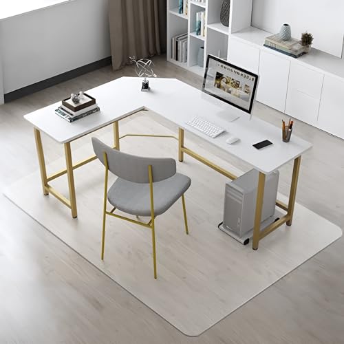 Kuyal Clear Chair mat for Hardwood Floor 51 x 63 inches Transparent Floor Mats Wood/Tile Protection Mat for Office & Home (51" X 63" Rectangle) - color: Clear, size: 51" X 63" Rectangle