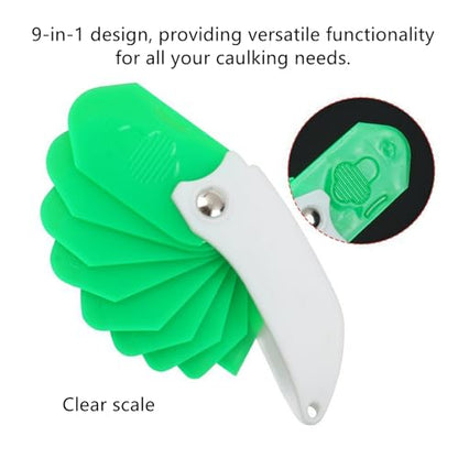 Silicone Seam Tool Professional Caulking Finger Caulk Remover Tool Silicone Remover Tool 9-in-1 Caulking Tool Kit for Bathroom, Kitchen, Floor, Window(green)