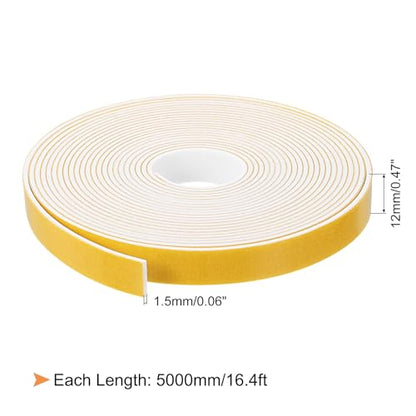 uxcell 1 Roll Foam Weather Stripping, 1/2" Wide X 1/16" Thick X 16.4 Ft Door Seal Strip Adhesive Foam Tape White Insulation Strip for Door Window - size: 1/2"x 1/16"x 16.4 Ft