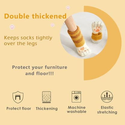 WAFJAMF 24 PCS Cute Cat Paw Furniture Leg Socks, Chair Leg Floor Protectors for Avoid Scratches, Fit Square Round Furniture Leg for Moving Easily and Reduce Noise