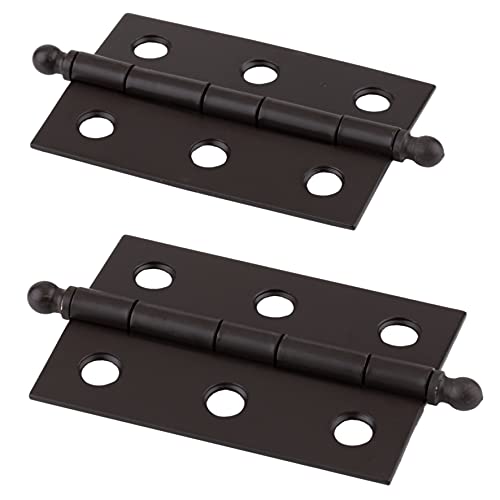 Oil Rubbed Bronze Plated Butt Hinges with Ball Finials | 2" High x 1 3/8" Wide | Pack of 2 | Cabinet Door Hinges with Removable Pin | UA-221-HOB (1)