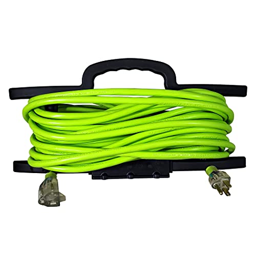 USW Extension Cord Wrap with 3 AC Outlets – 50 ft Cord Management, Portable Storage, Durable and Compact for Home, Office, and Workshop
