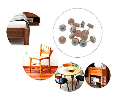 ALIMITOPIA 40pcs Screw-on Furniture Felt Pad Chair Glide Slider Hardwood Floor Protector for Wooden Leg Feet of Chair Table Furniture(Φ28mm or 1.1";Brown) - size: 28mm(Brown)