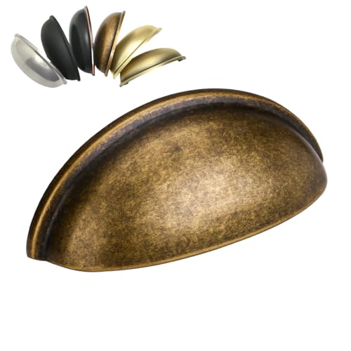 HOMOTEK 6 Pack Drawer Bin Cup Pulls Dresser Pulls for Cabinets Brass Bronze - 3 Inch Hole Centers Furniture Handles,Kitchen Cabinet Hardware - color: Brass Bronze, size: 6 Pack