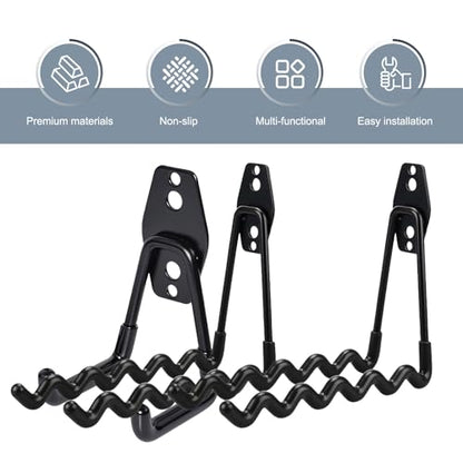 2 PCS Garage Storage Utility Hooks, Heavy Duty Metal Wall Mount Hooks, Wave Hook Garage Garden Tool Organizer, Fit for Cord, Badminton Rackets, Hoses, Bikes, Tools (Black) - size: Wave hooks
