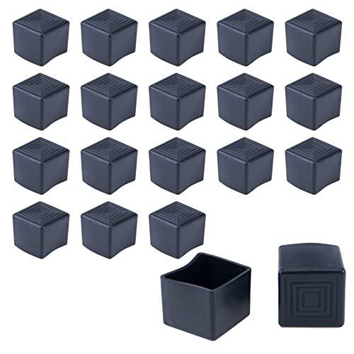 Mcredy Outdoor Chair Leg Protectors Chair Leg Caps Fit for Square Chair Feet Rubber Floor Protectors Inner Size 1 Inch x 1 Inch, Black-20 Pcs - size: 25x25mm/1.0" x1.0",20 PCS