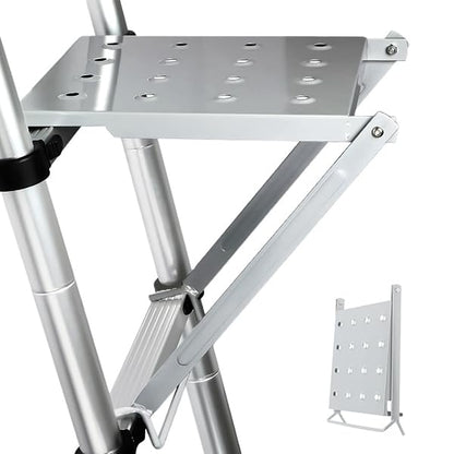 DYRABREST Ladder Work Platform Accessory Foldable Heavy Duty 330lbs Capacity Hanging Step for Multi-Purpose Articulated Ladders Silver