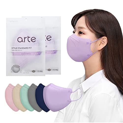 [10 Pcs] Korea Face Mask for Adults – Bird Beak type 2D Protective Health Face Mask for Dust and Smoke – 4-Layer Protective Filter – Ideal Fit for Comfortable Wear - Violet - color: Violet [10p]