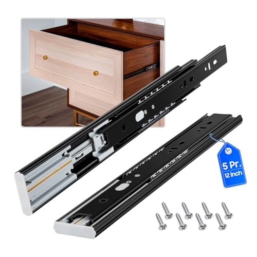 Soft Close Drawer Slides 5 Pairs Full Extension 12 14 16 18 20 22 24 inch Side Mount Pull Out Kitchen Cabinet Rails Bracket Replacement Ball Bearing Tracks kit Guide Runner 100 LB Capacity - size: 12 Inch, style: Soft close-5 pair