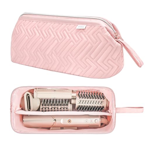 Leudes Hair Tools Travel Bag for Shark Flexstyle Carrying Case Portable Shark Hair Air Wrap Dryer Case Waterproof Dustproof Flat Curling Iron Travel Organizer (Pink) - color: Pink, size: 467.17 cubic inches