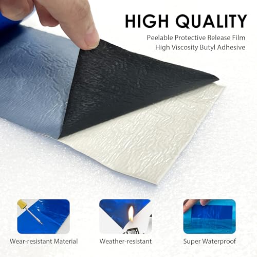 Blue Waterproof Tape 2in x 16ft, Super Sticky Outdoor Repair Butyl Tape for Pool Cover, Metal Roof Crack Sealing, Boat, RV Awning, Leak Proof Patch - size: 2in x 16ft