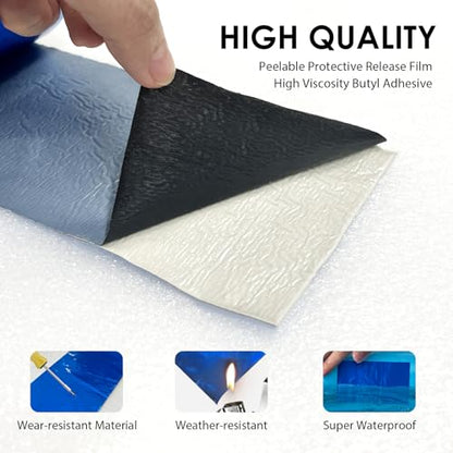 RV Roof Tape Blue 4" x 33ft, Upgraded Butyl Sealant Tape Heavy Duty Joist Tape for Decking, Waterproof Tape for Metal Roof Patch, Pool Cover & Window Leak Sealing, Boat Repair - size: 4in x 33ft