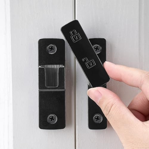 INIRET 3 Packs Black Barn Door Latches,180 Degree Gate Lock,Flip Gate Latches Hardware,Zinc Alloy Door Lock Latch,Door Security Sliding Door Latch Lock for Cabinets,Bathroom, Barn & Garden - color: Black_180 Degree