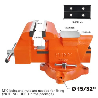 PONY Heavy Duty Bench Vise, 5-inch Jaw Width 4-inch Opening, Swivel Base With Anvil, Utility Combination Pipe Home Vise for Woodworking, One-Pair Jaw Pad Included - style: 4-inch Jaw Opening