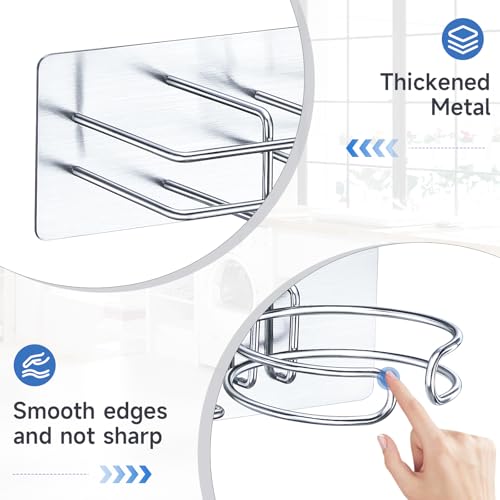 Hair Dryer and Straightener Holder Wall Mounted, Self Adhesive Blow Dryer and Flat Iron Storage Hair Tool Organizer for Bathroom Vanity (Silver) - color: Silver