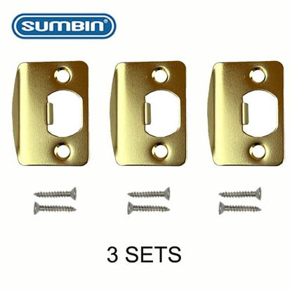 Replacement Products Strike Plate Full Lip, 2-1/4" x 1-5/8" for Knob or Latch, 1/4" Thick, Polish Brass 3 PCS - color: D-PB finish 3pcs