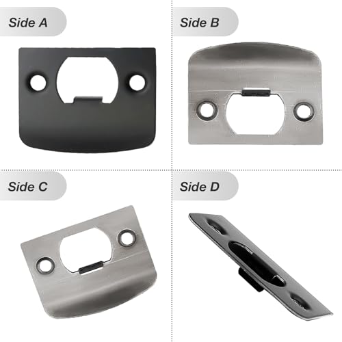 EATAKWARD 12 PCS Door Strike Plate, Black Deadbolt Strike Plate with Srews, Stainless Steel Deadbolt Covers Door Reinforcement Kit - style: Right angle