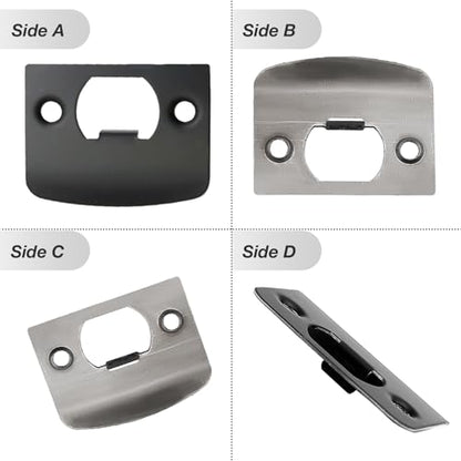 EATAKWARD 12 PCS Door Strike Plate, Black Deadbolt Strike Plate with Srews, Stainless Steel Deadbolt Covers Door Reinforcement Kit - style: Right angle